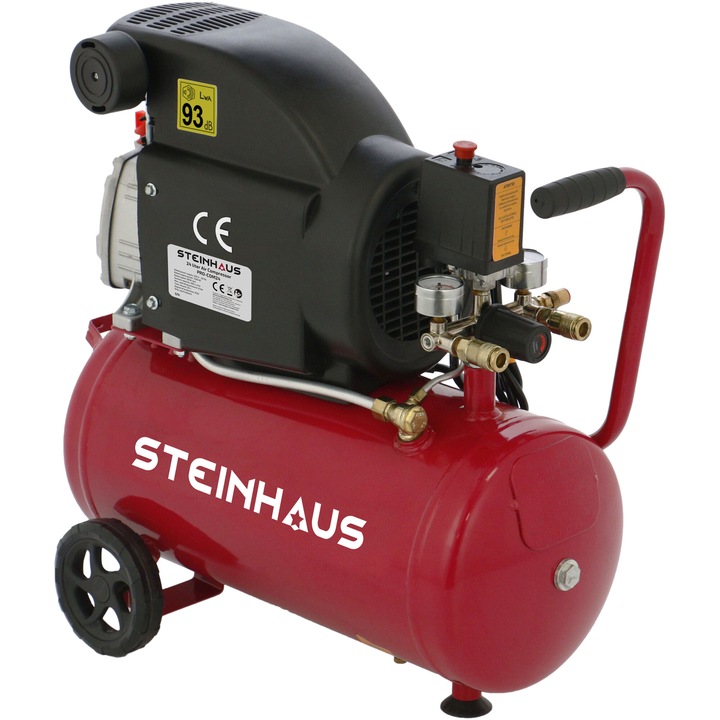 Въздушен компресор Steinhaus PRO-COM24, 24л, 1500W, 2CP, 8 бара, 206 л/мин