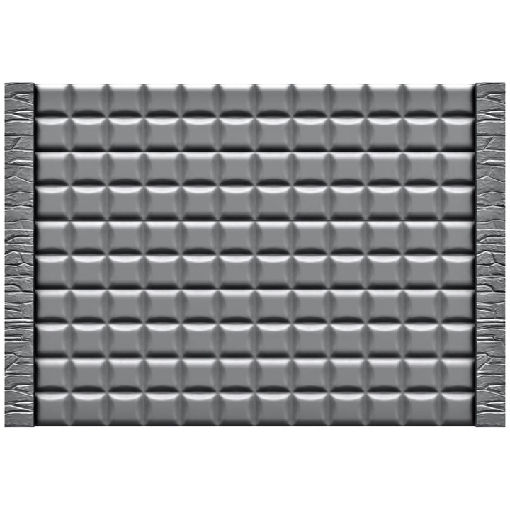 Set matrita gard, panou intreg, model Patrate Piatra, plastic ABS, negru