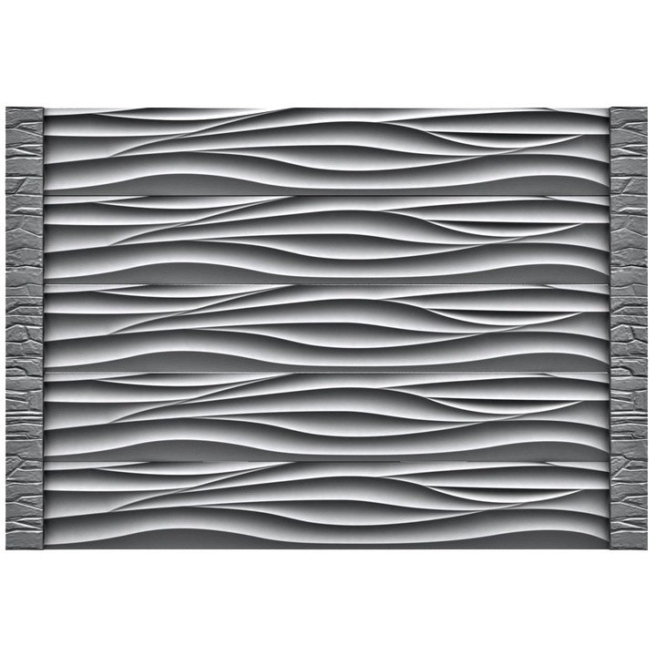 Set matrita gard, panou intreg, model Valuri mic Piatra, plastic ABS, negru