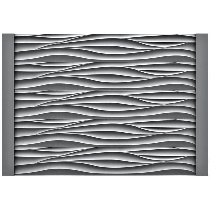 Set matrita gard, panou intreg, model Valuri mic LIS, plastic ABS, negru