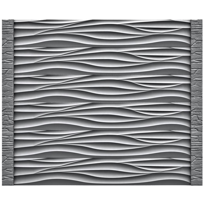 Set matrita gard, panou intreg, model Valuri mic Piatra v2, plastic ABS, negru