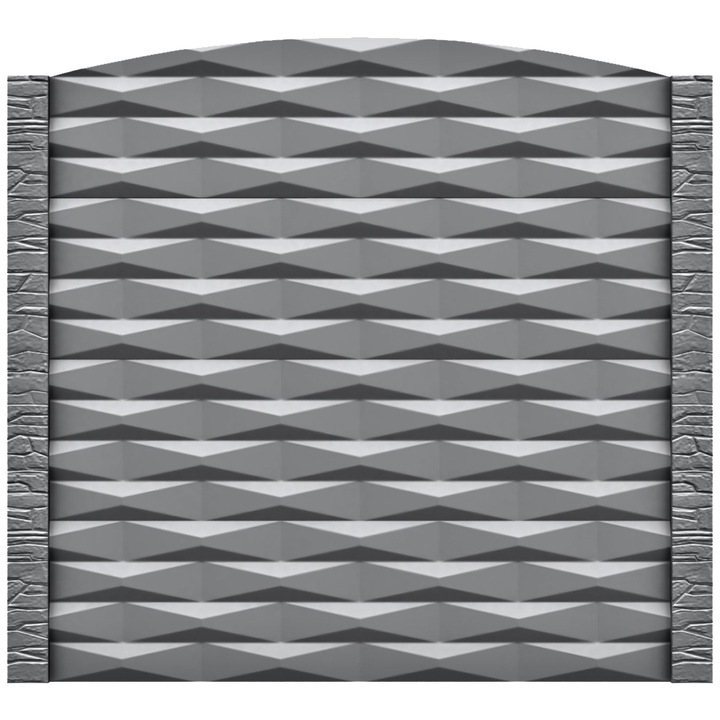 Set matrita gard, panou intreg, model Racheta Piatra, plastic ABS, negru