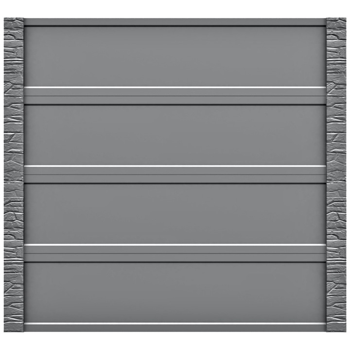 Set matrita gard, panou intreg, model Simplu Piatra, plastic ABS, negru