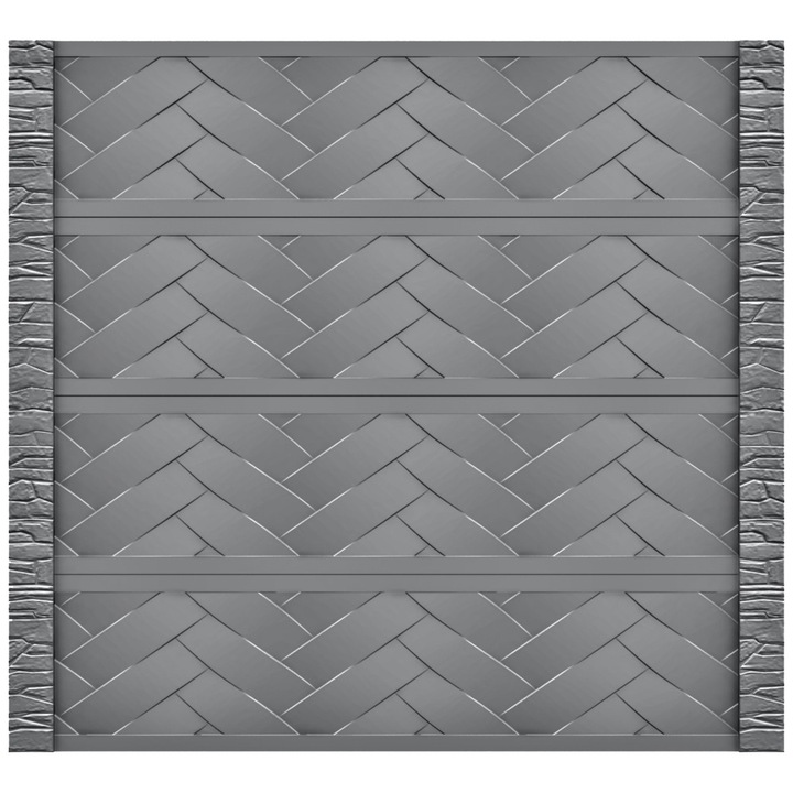 Set matrita gard, panou intreg, model Impletitura Piatra v2, plastic ABS, negru