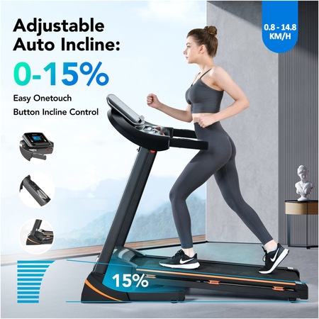 Banda alergare Kondition X8218, motor 1.75CP, viteza 0.8-14.8km/h, inclinare electrica, greutate maxima utilizator 110 kg