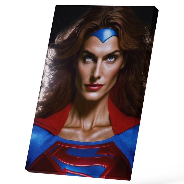 Tablou Canvas Cu Portret Super Women, Filme Cu Super Eroi, New York, Disney, Marvel, Desene Animate, 25x40 cm, Multicolor