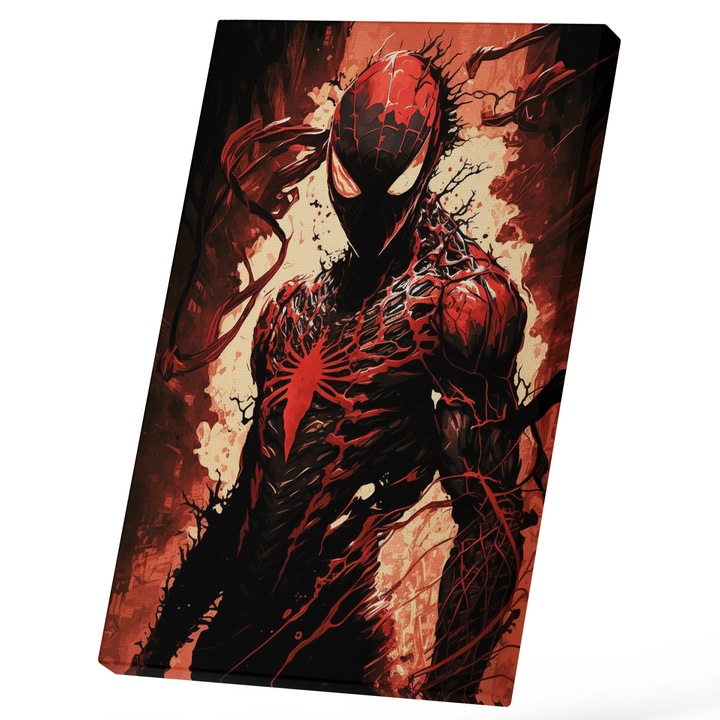 Tablou Canvas Cu Portret Spider Venom, In Costum, Masca Emblematica, Super Erou, Iubitorii De Filme Marvel 25x40 cm, Multicolor