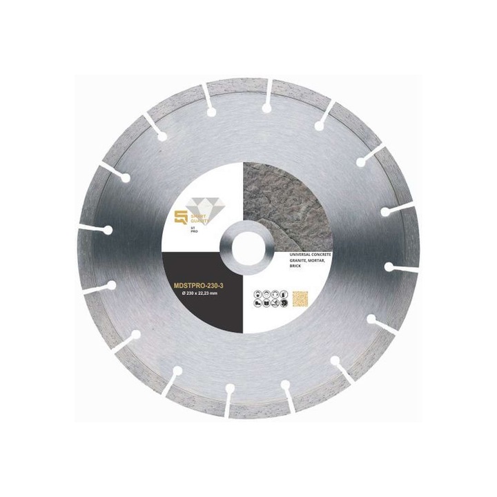 Disc diamantat beton/granit/caramida Smart Quality ST PRO, 230x22.23mm