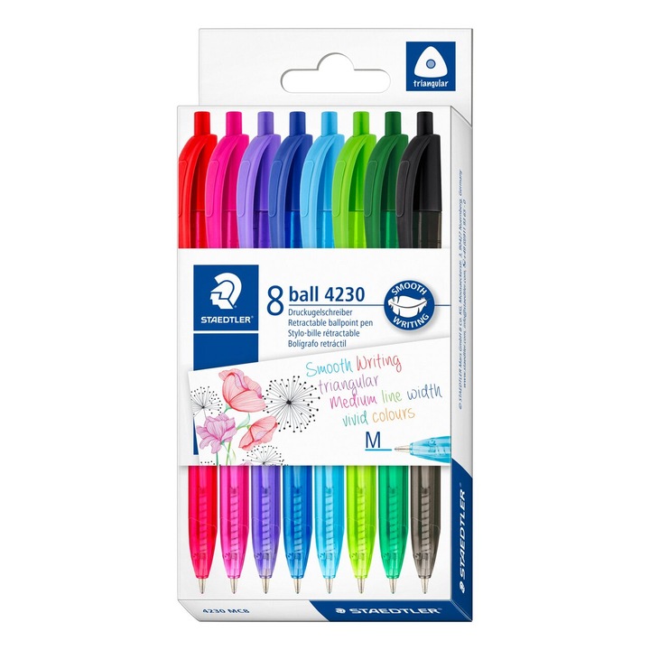 Staedtler® 4230 M nyomógombos golyóstoll készlet, 0.5 mm, 8 szín