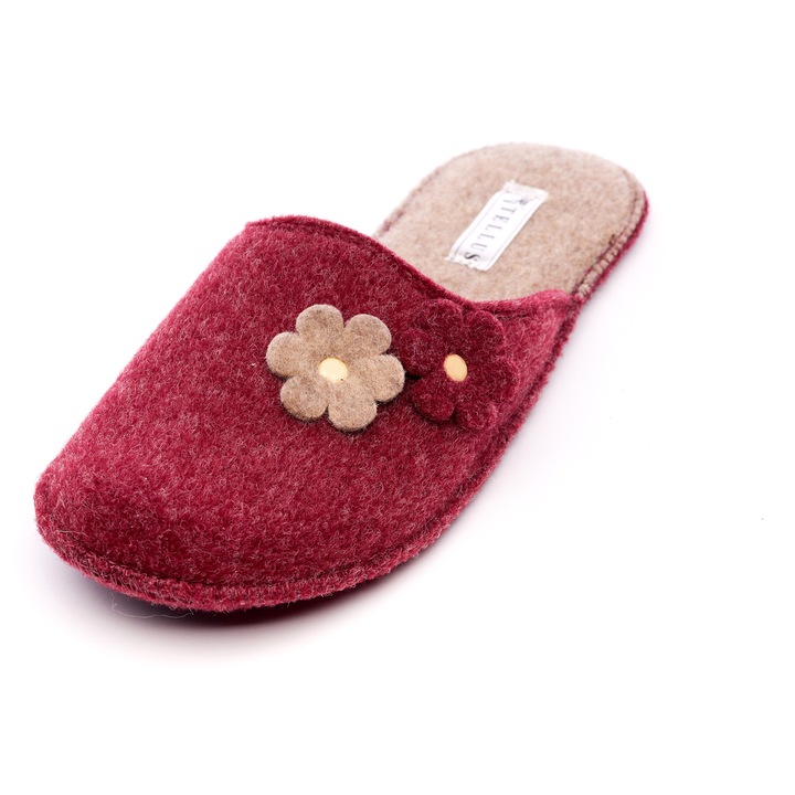 Papuci de casa din pasla TELLUS 0027, Visiniu, 36