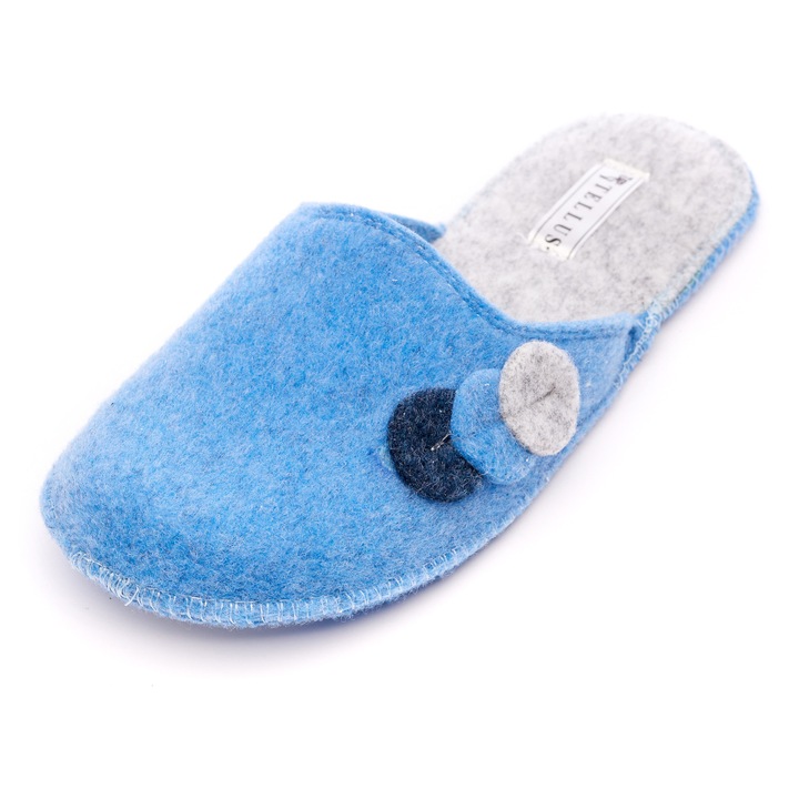 Papuci de casa din pasla TELLUS 0027, Albastru, 40