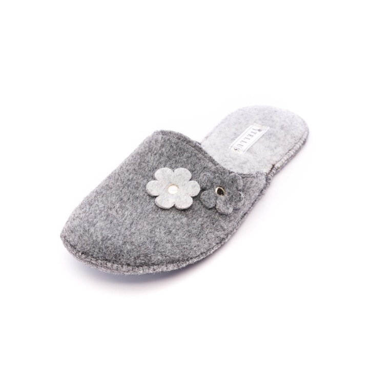 Papuci de casa din pasla TELLUS 0027, Gri, 38