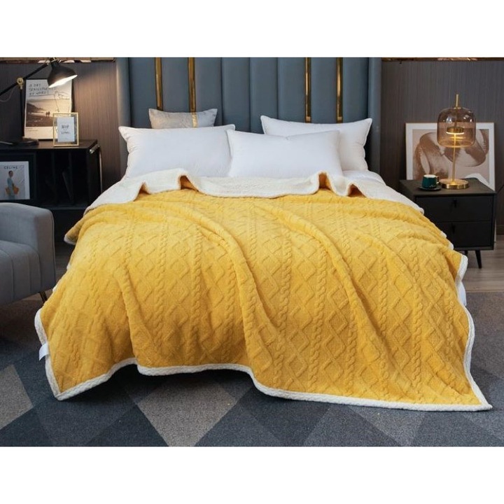 Одеяло за двойно легло, модел Трико, Uni, 230x250 см, Жълт