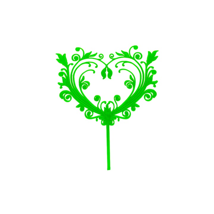 Decoratiune topper tort, "Inima", pentru tortul de nunta, aniversarea iubirii, 18 x 12 cm verde
