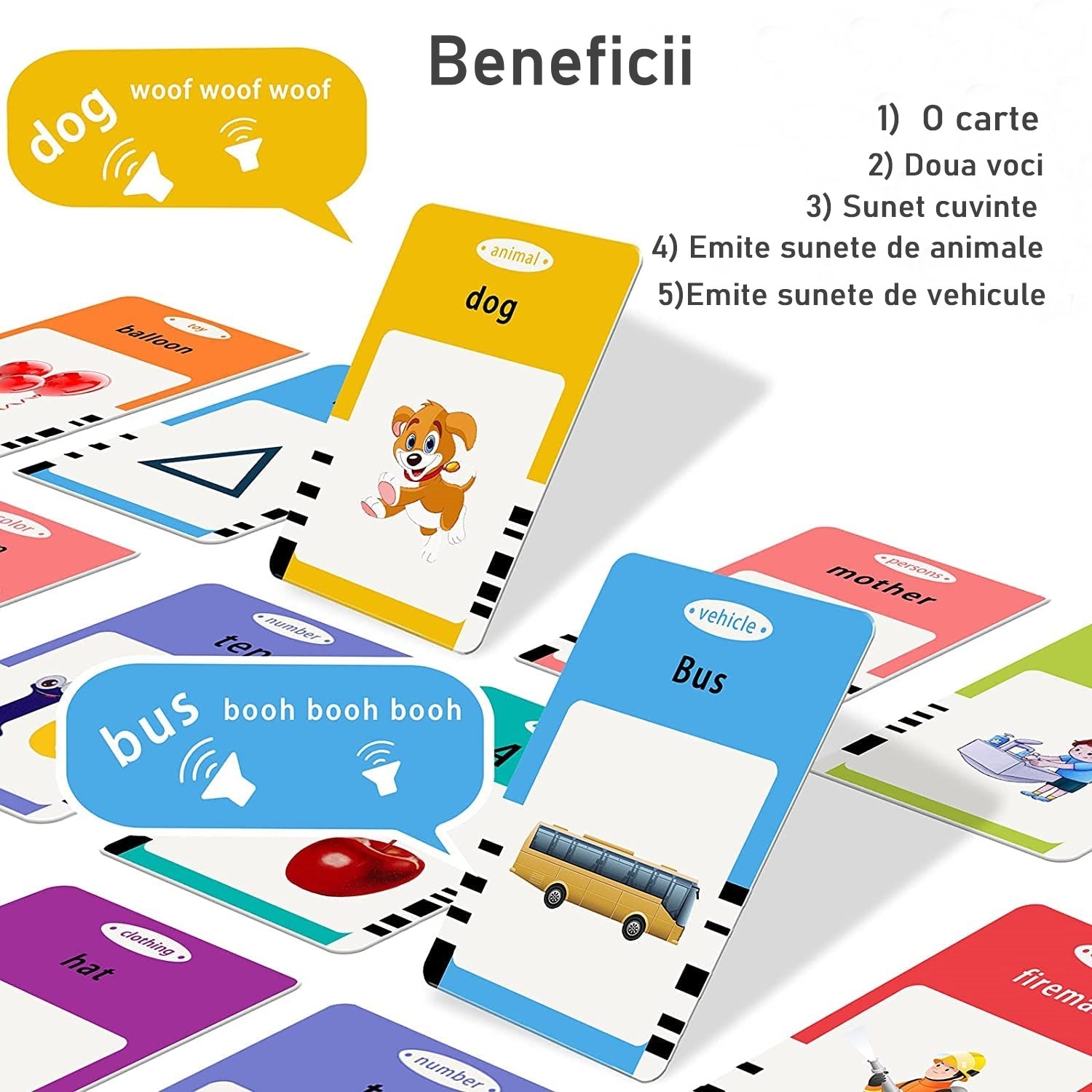 Joc Interactiv pentru invatarea Limbii Engleze, 112 Carduri 224 cuvinte ...