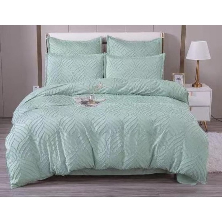 Двойно спално бельо, Sonia-Home, Египетски памук, Uni, M1, 6 части, 2 лица, 220x240см, Pink Egg Green