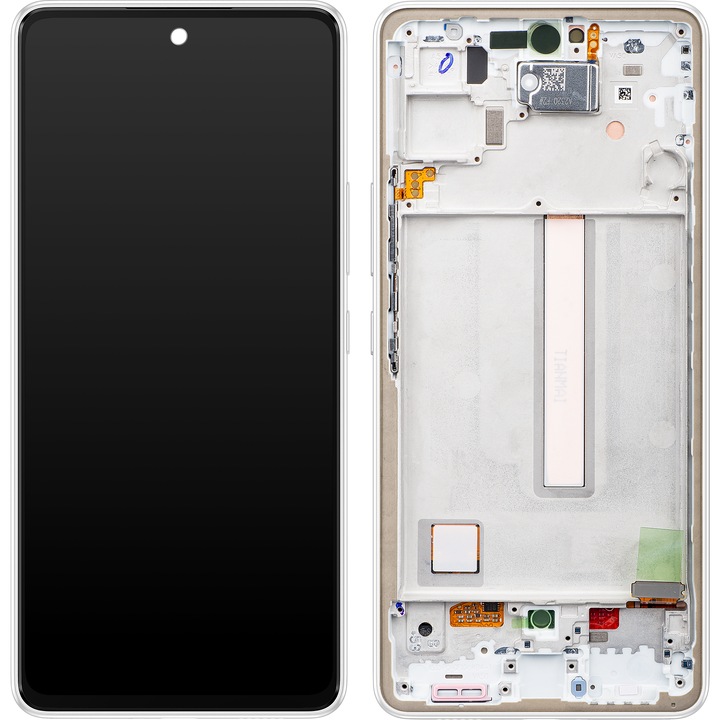 Дисплей с тъчскрийн Samsung Galaxy A53 5G A536, с рамка, бял, сервизен пакет GH82-28024B