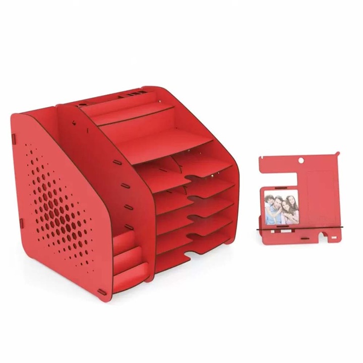 Organizator pentru birou Tria, XL, MDF, rosu