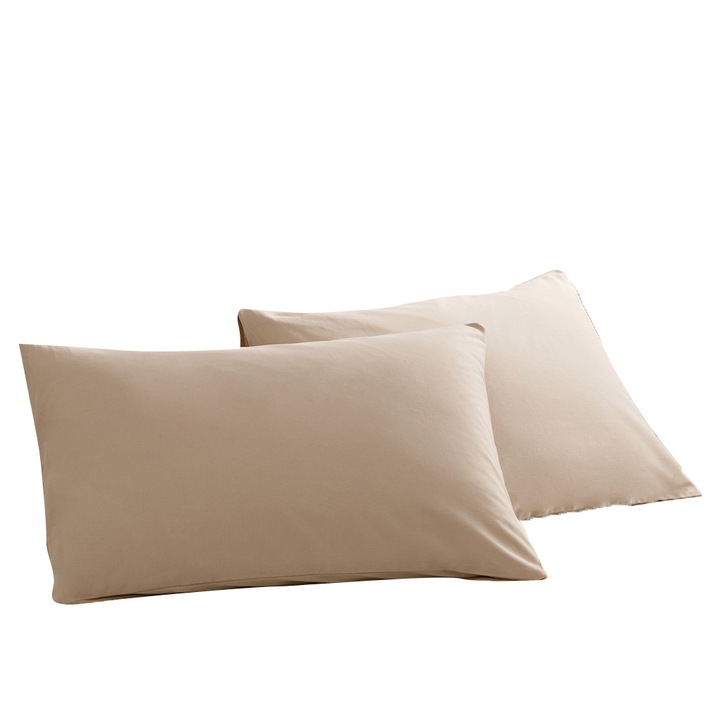 Set 2 Fata de Perna, English Home, Bumbac, Bucati 2, 50x70 Cm, Maro Deschis