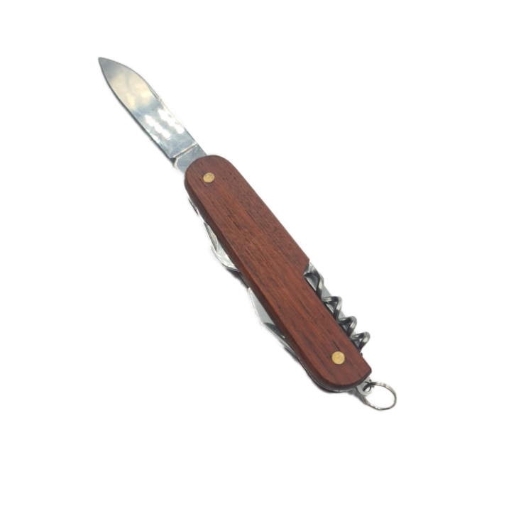 Briceag cu 5 Functii, Maner Lemn, Agatatoare, 9 cm, Maro, Dalimag