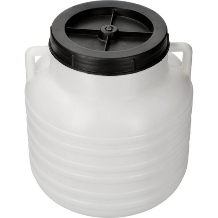 Hordó, barna, műanyag, 10 literes, fehér,