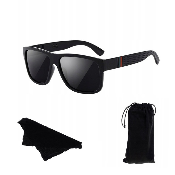 Ochelari de soare, Zola®, polarizati, filtru UV 400, negru cu rosu, husa depozitare