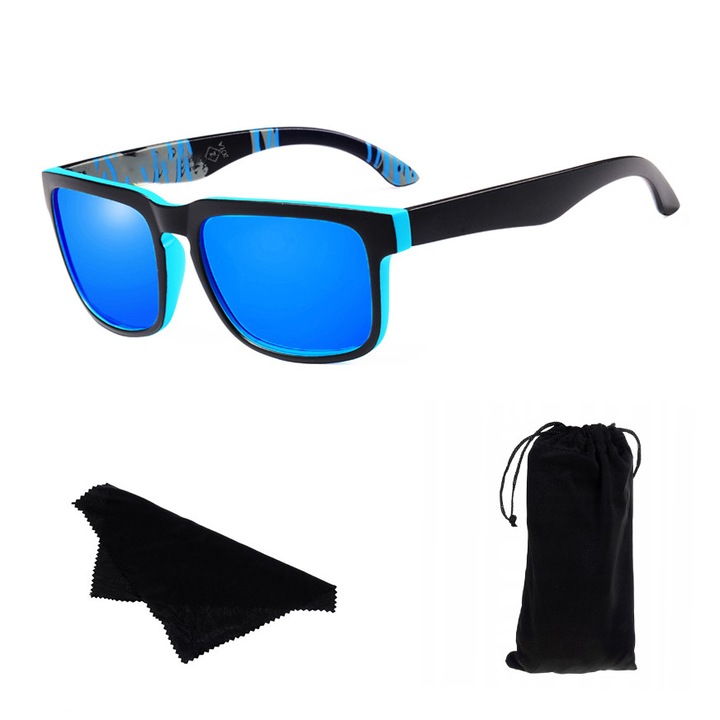 Слънчеви очила, Zola®, поляризирани, UV 400 филтър, черно със синьо, калъф за съхранение