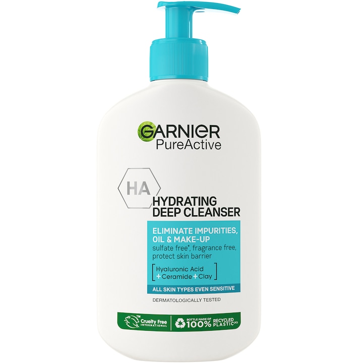 Gel de curatare hidratant Garnier Hydrating Deep Cleanser cu Acid Hialuronic, 250 ml