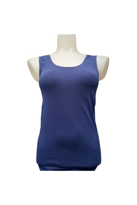 Дамски потник с широки презрамки, от микрофибър, тъмносин, Тъмносин