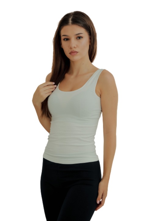 Дамски потник с широки презрамки микрофибър бял размер S/M