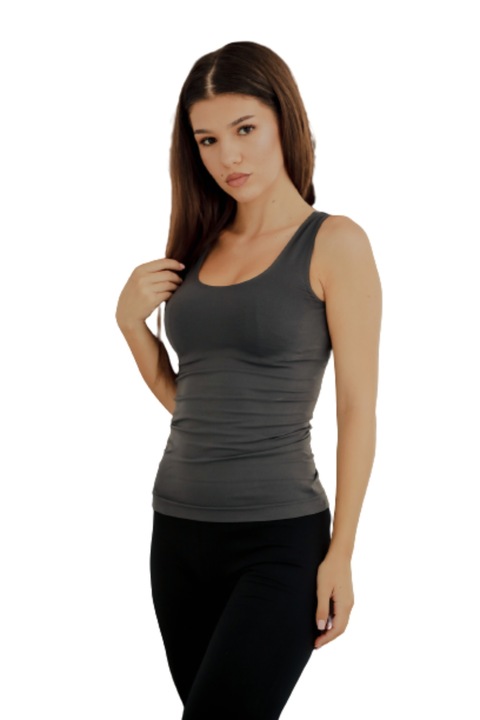 Дамски потник с широки презрамки, изработен от микрофибър, антрацитно сив, Антрацитно сиво