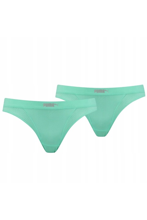Set 2 perechi chiloti dama, Puma, Poliamida, Verde, Verde, XS