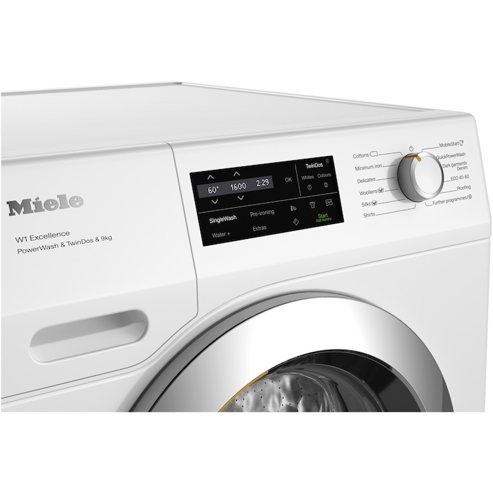 Masina de spalat rufe Miele WEI875 WCS, 9 kg, 1600 rpm, Clasa A, WiFi, TwinDos, PowerWash, Iluminare tambur, Alb