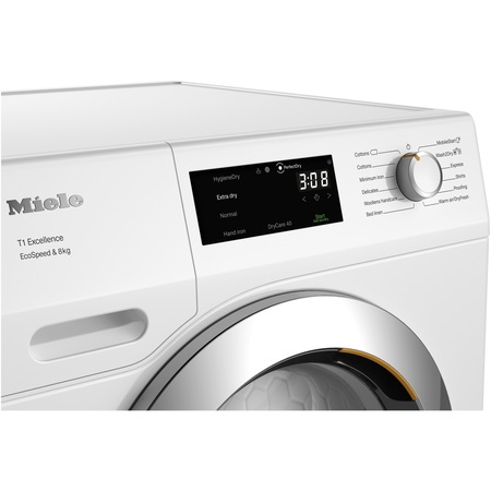 Uscator de rufe Miele TEF775WP, Pompa de caldura, Wi-Fi, 8 kg, Clasa A+++, PerfectDry, FragranceDos, Iluminare tambur, Tehnologie EcoDry, Alb