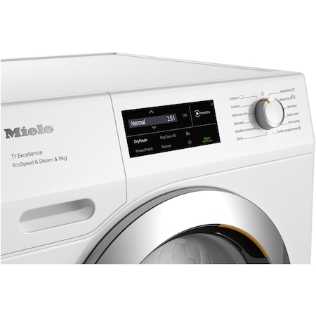 Uscator de rufe Miele TEL795WP, Pompa de caldura, Wi-Fi, 9 kg, Clasa A+++, PerfectDry, Tehnologie EcoDry, Steam Finish, FragranceDos, Alb