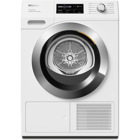Uscator de rufe Miele TEL795WP, Pompa de caldura, Wi-Fi, 9 kg, Clasa A+++, PerfectDry, Tehnologie EcoDry, Steam Finish, FragranceDos, Alb