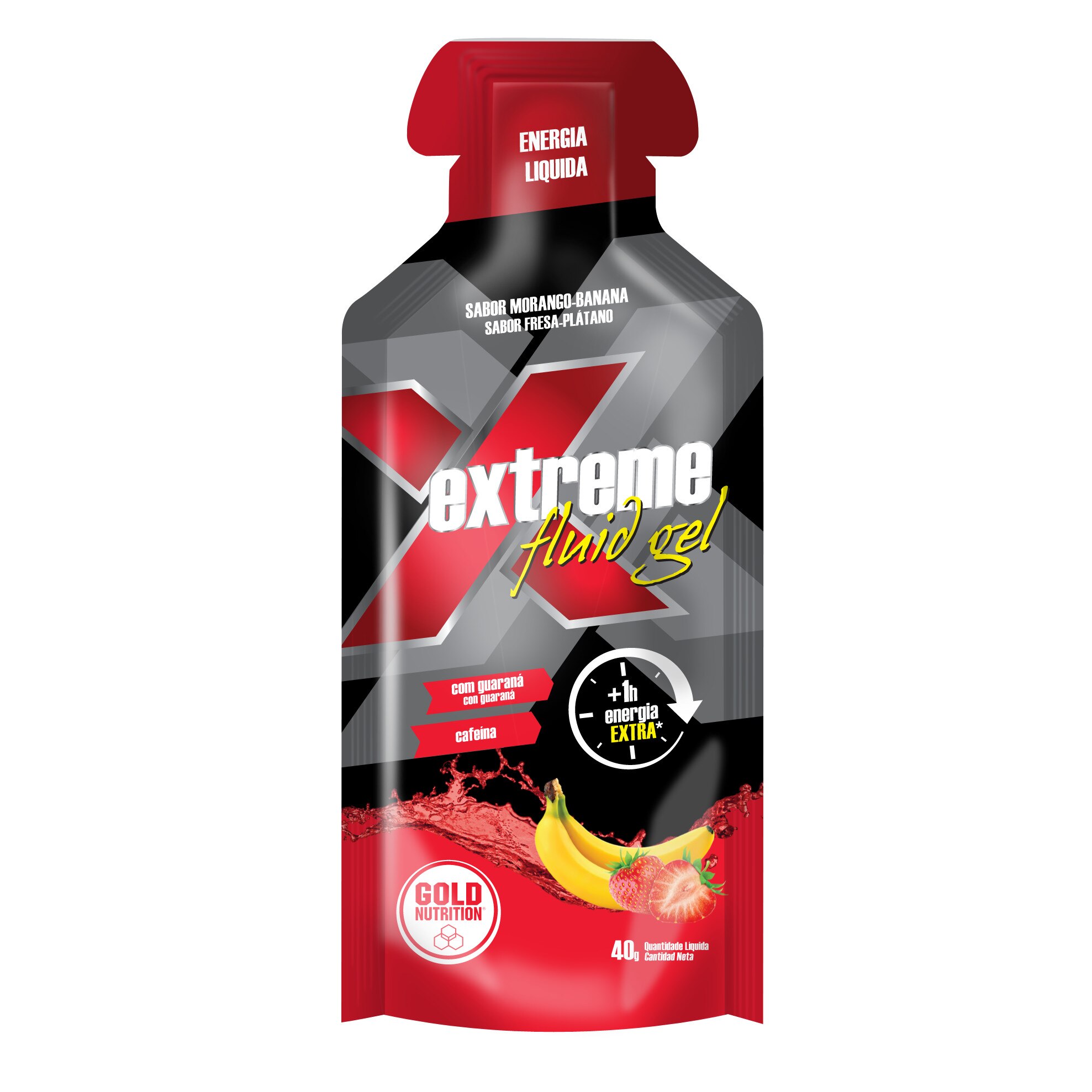 Gel energizant, GoldNutrition, EXTREME FLUID GEL CAPSUNI BANANE, 40 G
