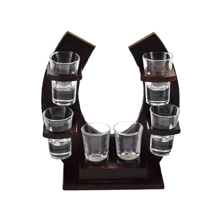 Set forma potcoava, 21 cm lungime, cu 6 pahare, Dasc