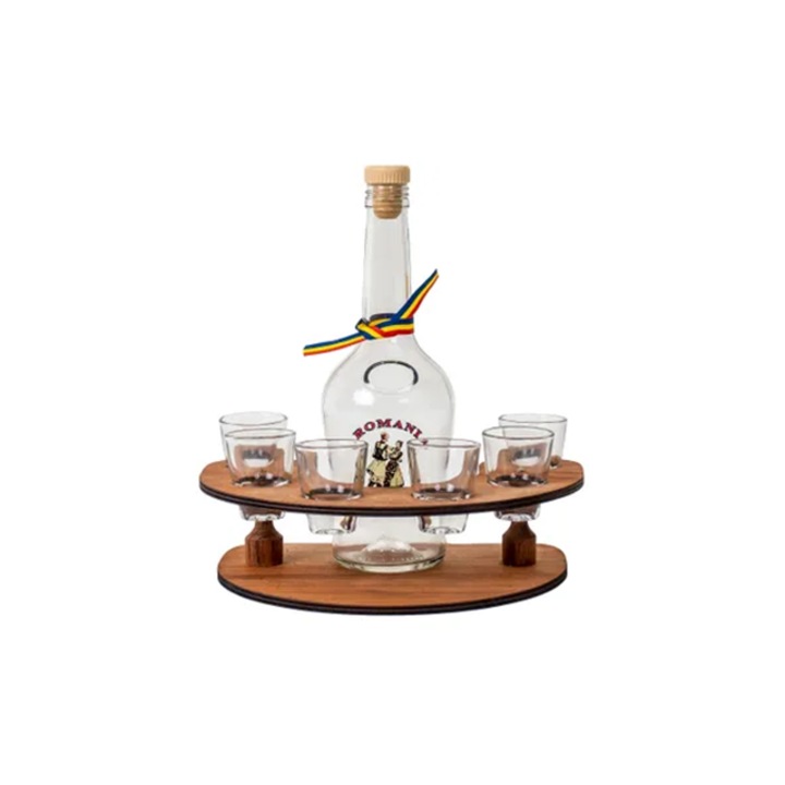 Minibar cu 6 pahare cu sticla, 22 cm lungime, Dasc