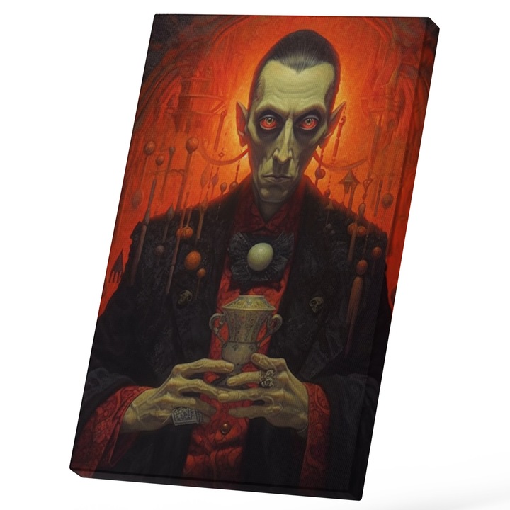 Tablou Canvas Cu Dracula Pe Tron, Vlad Tepes, DC, Iubitorii De Filme SF 25x40 cm, Multicolor