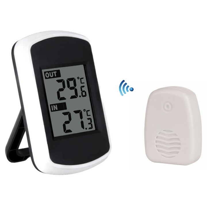 Termometru digital wireless pentru interior/exterior, masurare temperatura, 0-60C, -40-60C, set transmisor si receptor