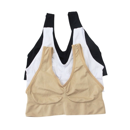 Set 3 bustiere comfortabile - Marime Universala - Negru/Alb/Crem