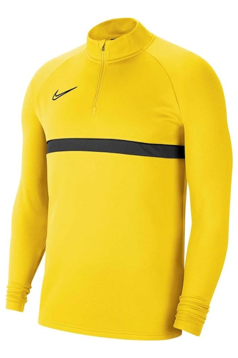 Nike, Bluza cu fenta scurta cu fermoar si tehnologie Dri-Fit, pentru fotbal, Galben