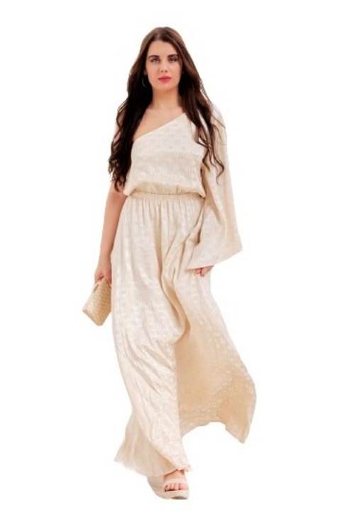 ROCHIE JACQUARD SATINAT, BEJ, 100% RAYON