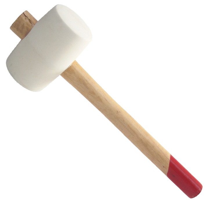 Ciocan cauciuc alb cu coada din lemn, 750 g