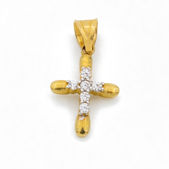 Pandantiv Cruciulita cu Pietre Zirconia Aur de 14k