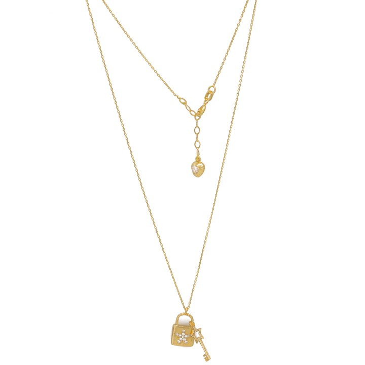 Colier cu Lacat si Cheita Aur 14k