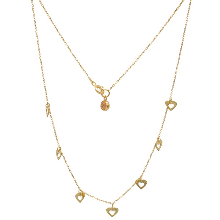 Colier cu Inimi Aur Galben 14k