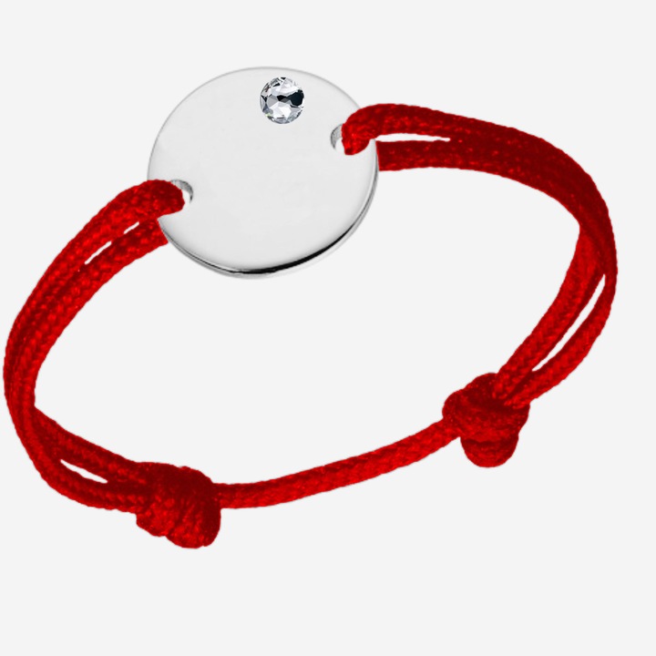 925 ezüst állítható zsinórgyűrű, GlassIdeas, fehér ródium bevonatú érme, sokoldalú Swarovski szimulált gyémánt fehér kristály, vörös ezüst színű