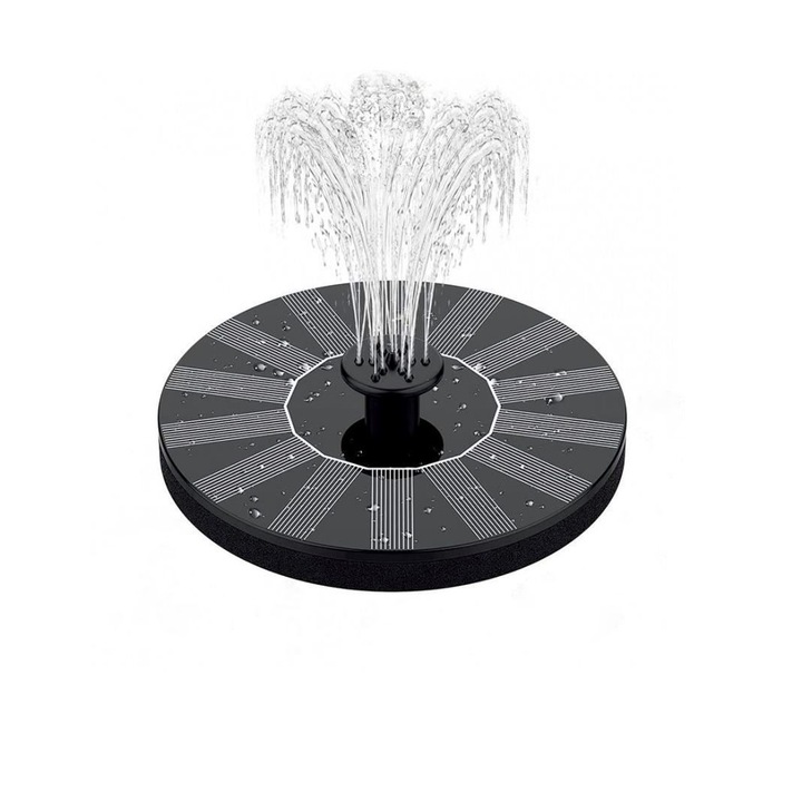 Decoratiune gradina, tip fantana arteziana, plutitoare, incarcare solara, 5 moduri stropire, 16 cm